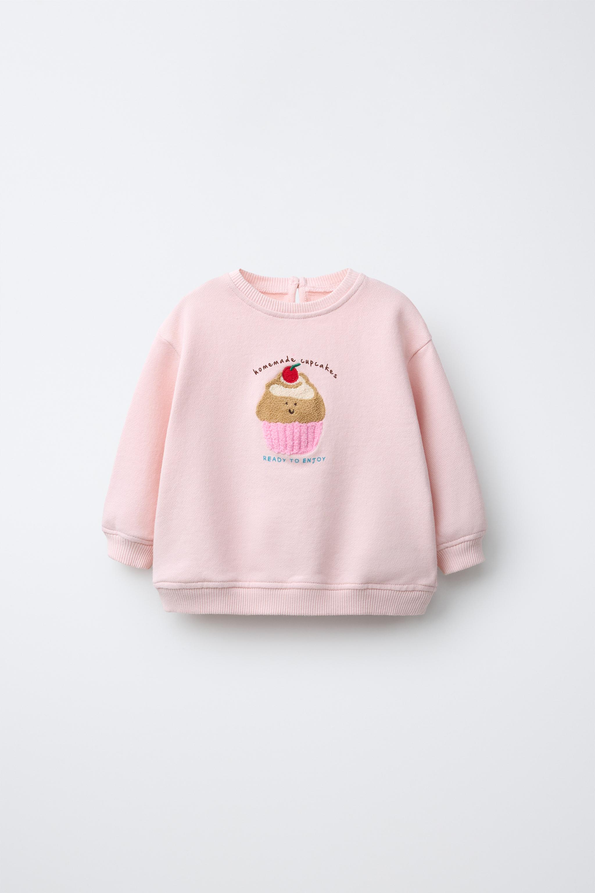 SWEAT BRODERIE CUPCAKE VELOURS BOUCLÉ